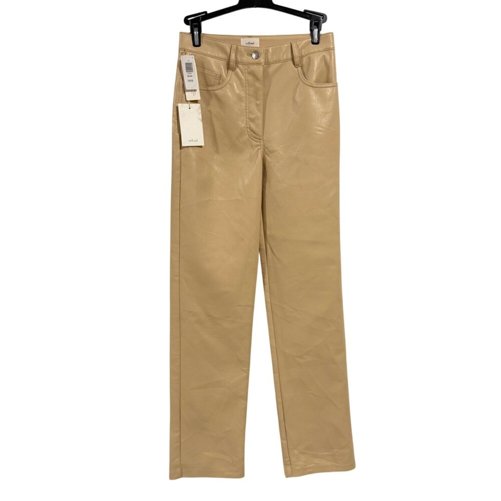 Aritzia Wilfred Melina Pant‎ Flax Beige Faux Leather Size 2 NWT